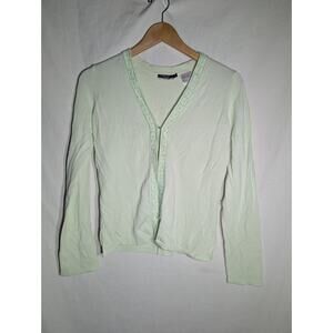 Franco Valeri Vintage womens Light Green Beaded Long Sleeve top Sz Small 90s Y2K